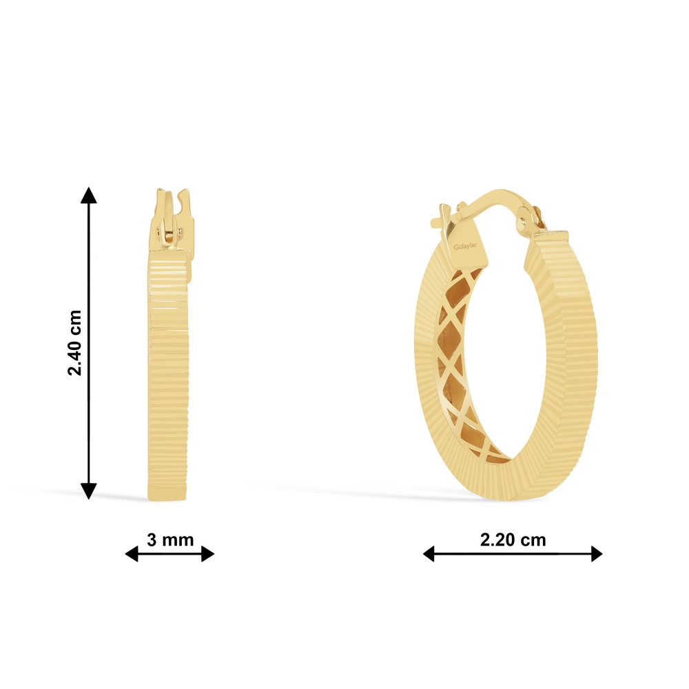 14 Ayar Sarı Altın Halka Küpe