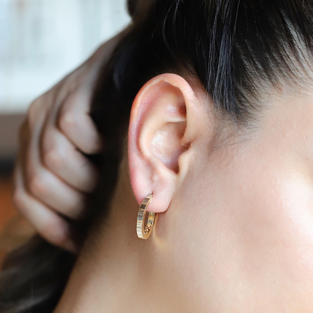 14 Ayar Sarı Altın Halka Küpe