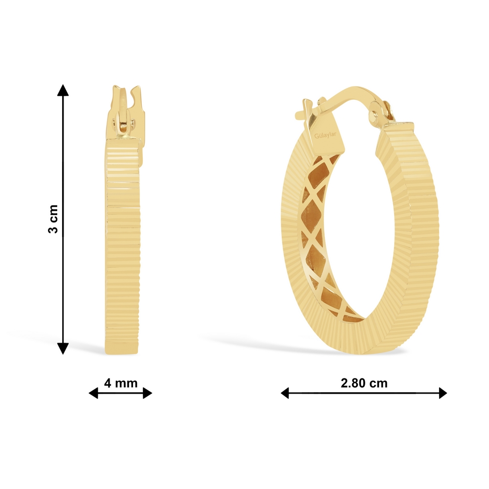14 Ayar Sarı Altın Halka Küpe