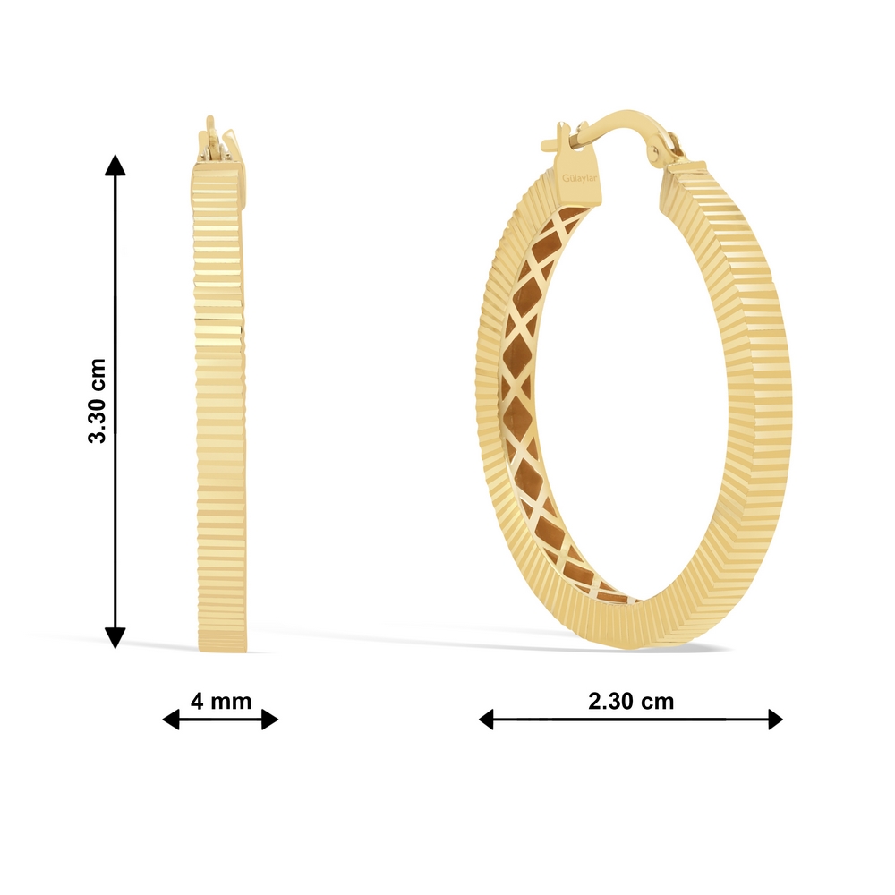 14 Ayar Sarı Altın Halka Küpe