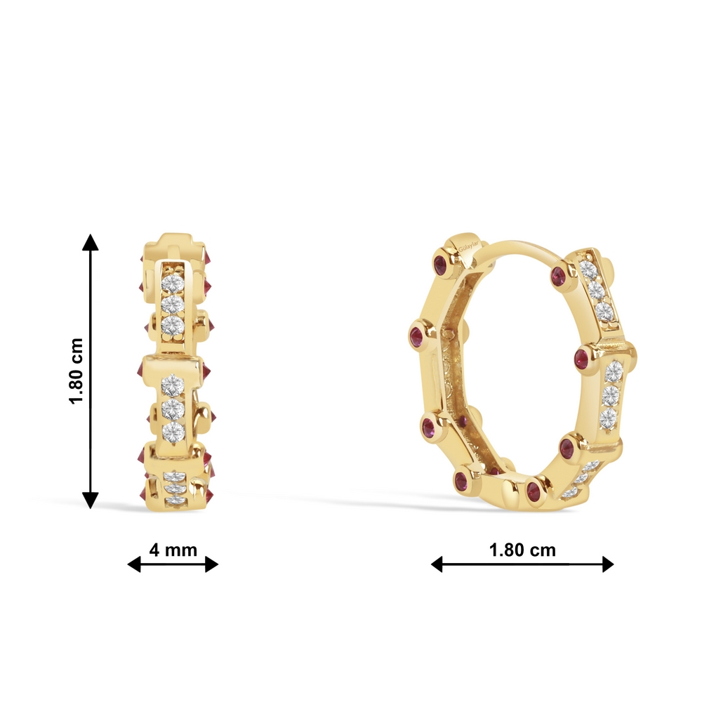 14 Ayar Sarı Altın Taşlı Halka Küpe
