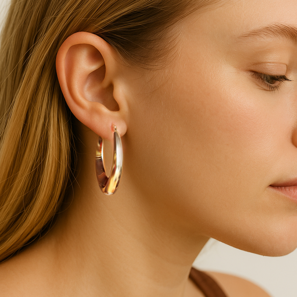 14 Ayar Sarı Altın Halka Küpe