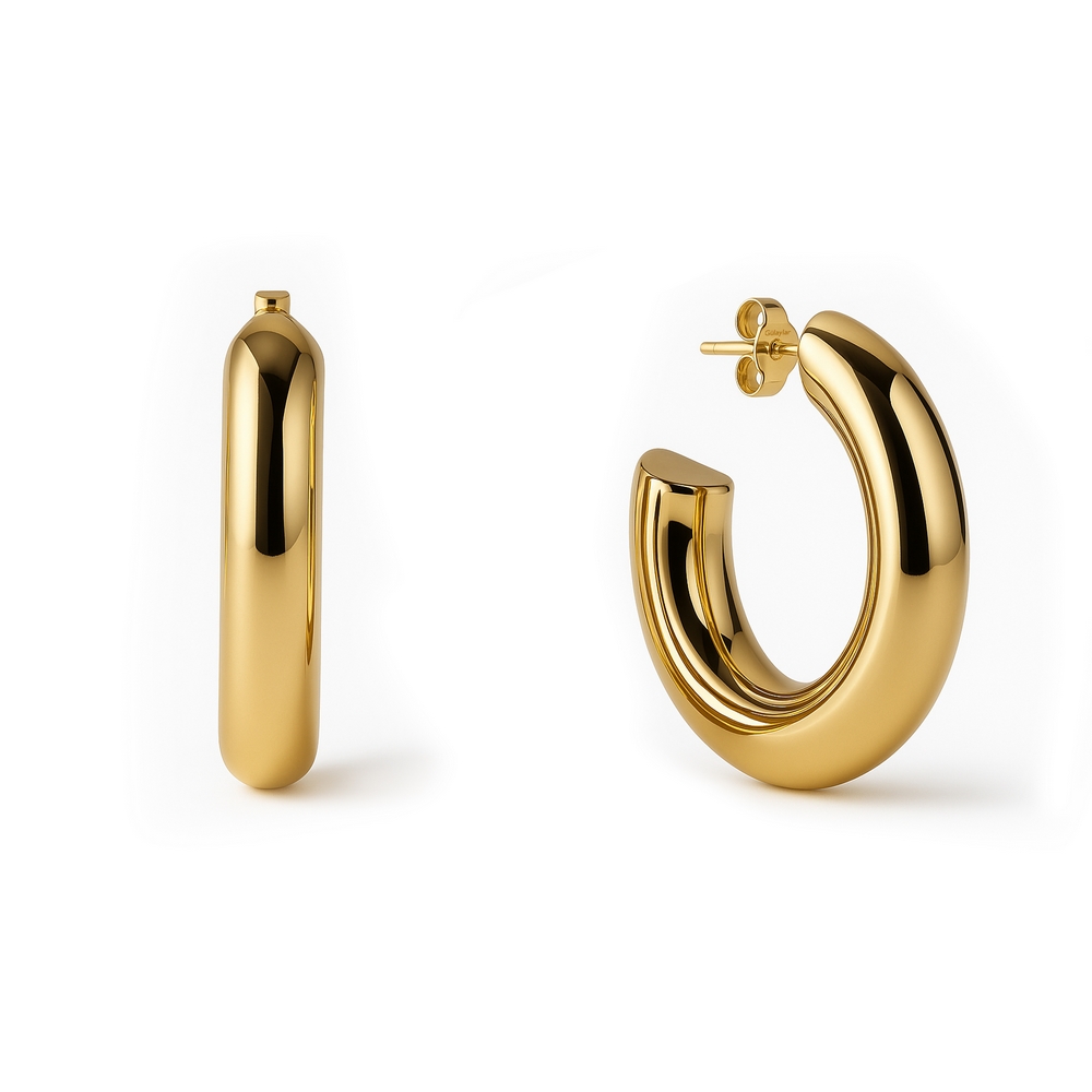 14 Ayar Sarı Altın Halka Küpe