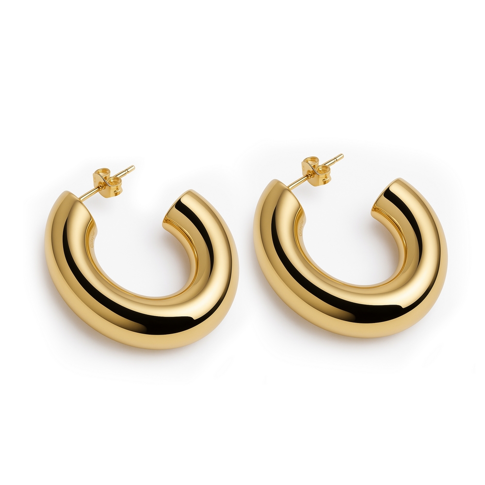 14 Ayar Sarı Altın Halka Küpe