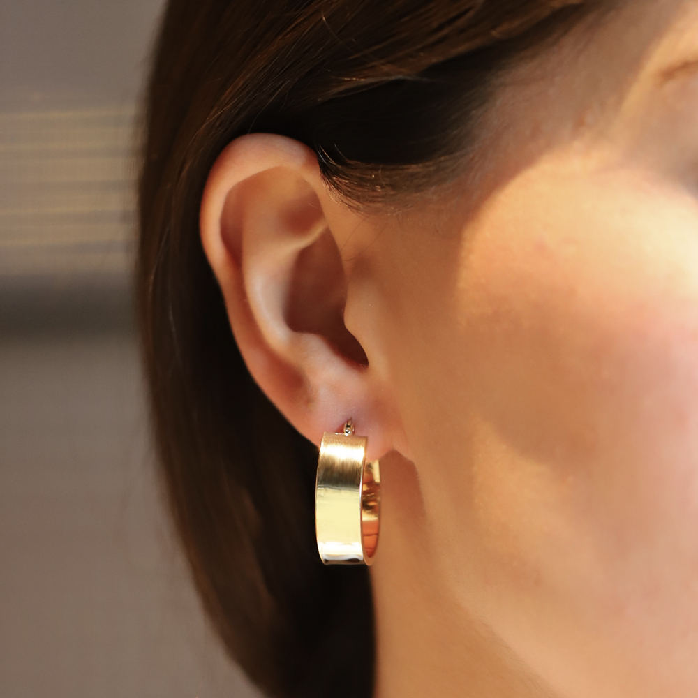 14 Ayar Sarı Altın Bombe Halka Küpe