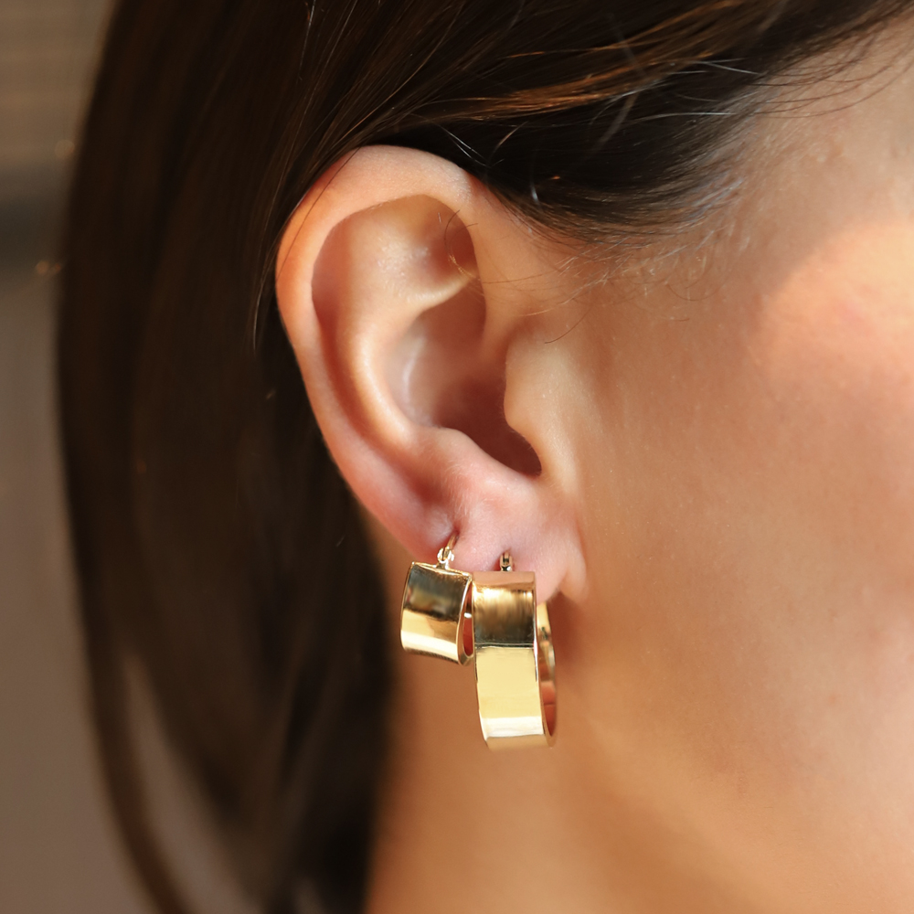 14 Ayar Sarı Altın Bombe Halka Küpe