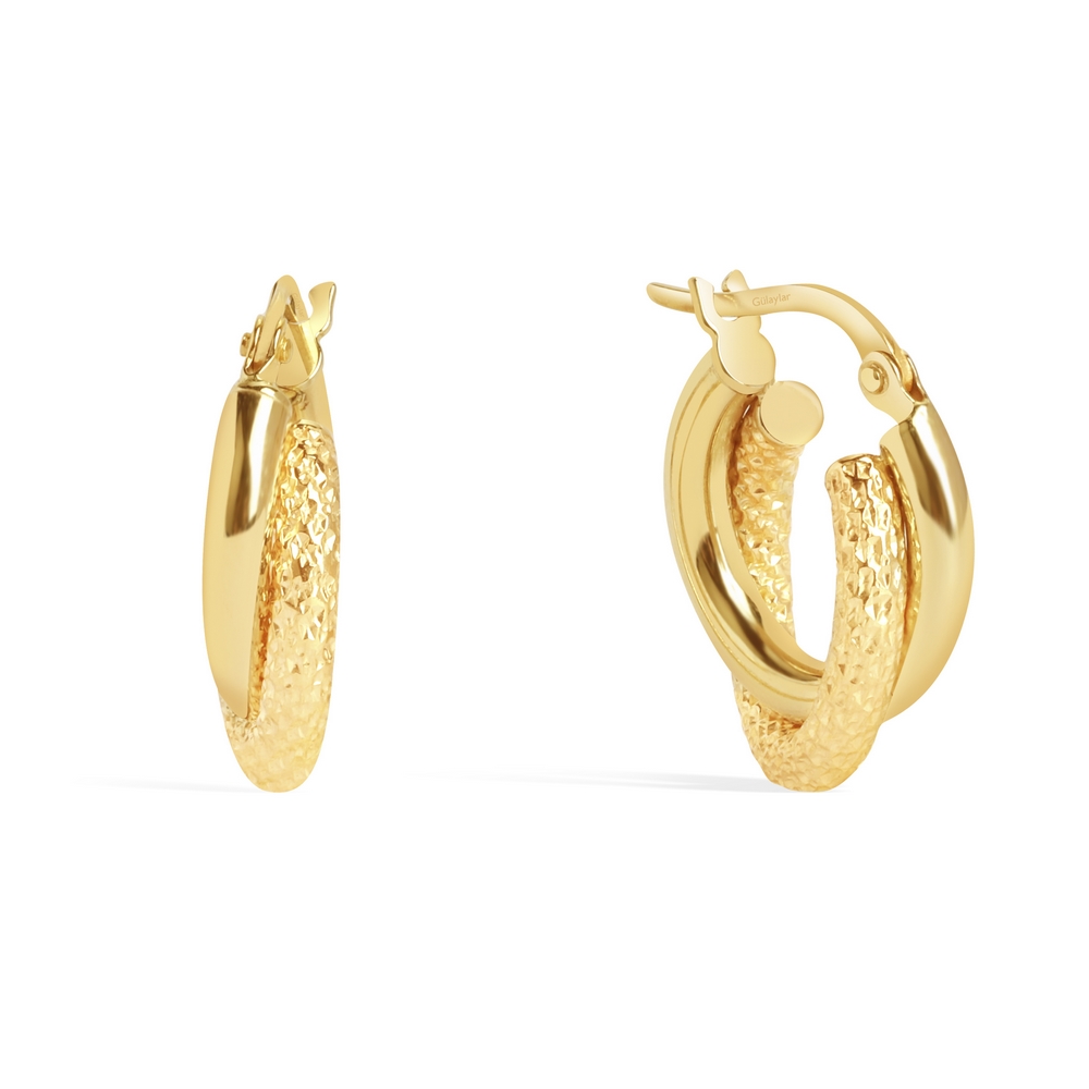 14 Ayar Sarı Altın Halka Küpe