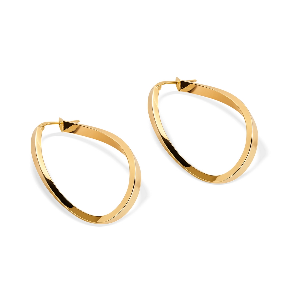 14 Ayar Sarı Altın Dalga Halka Küpe