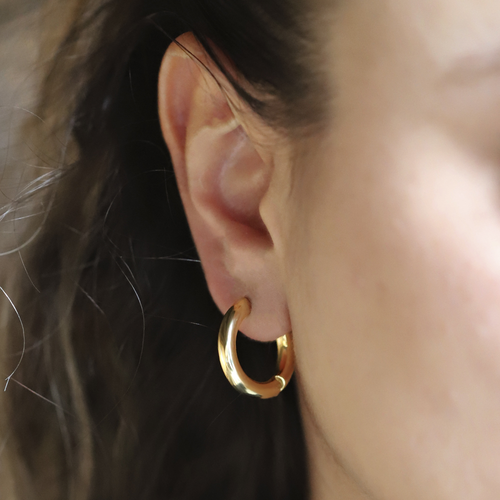 14 Ayar Sarı Altın Halka Küpe