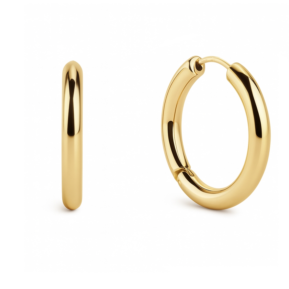 14 Ayar Sarı Altın Halka Küpe