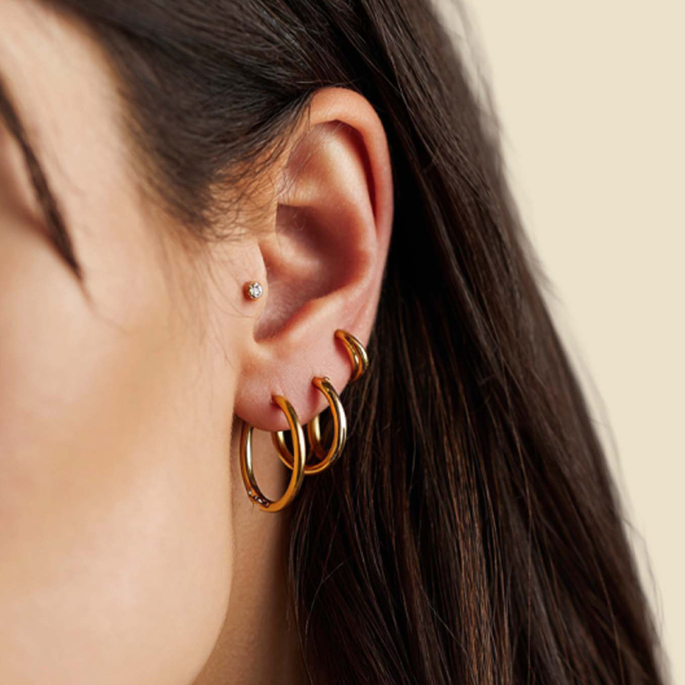 14 Ayar Sarı Altın Halka Küpe