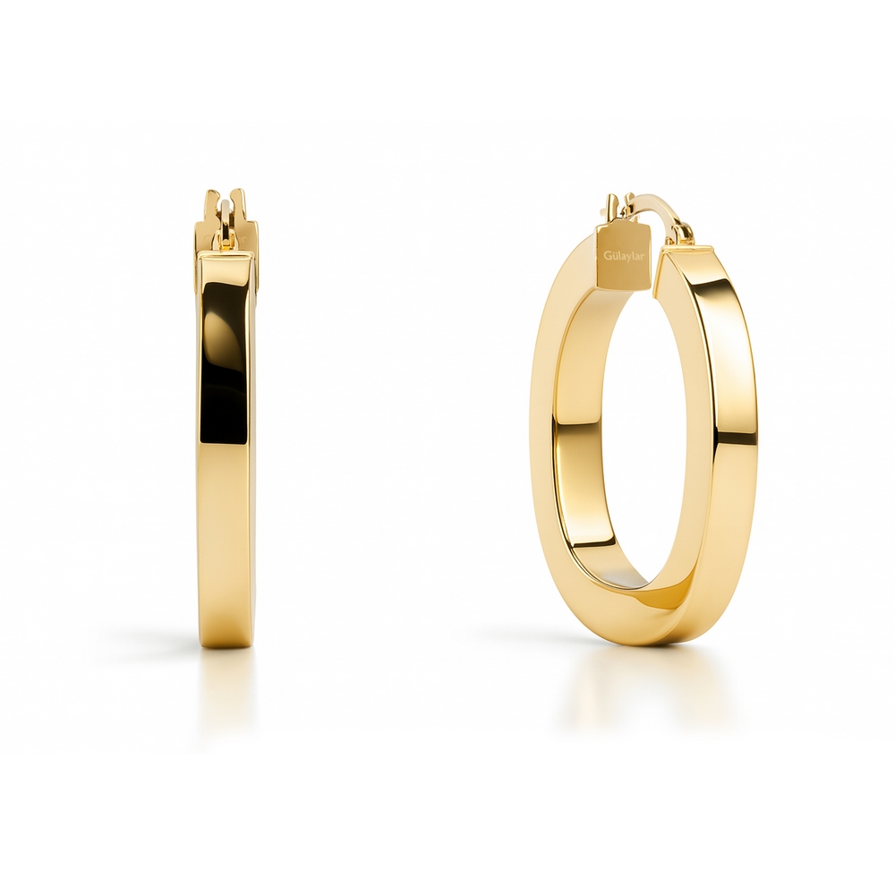 14 Ayar Sarı Altın Halka Küpe