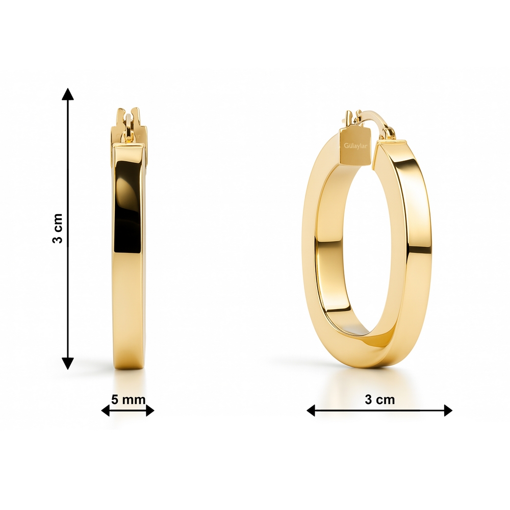 14 Ayar Sarı Altın Halka Küpe