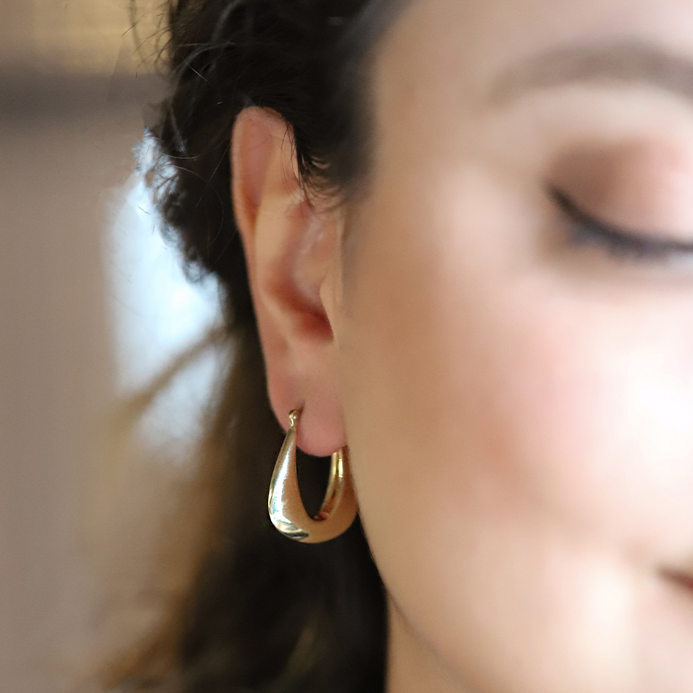 14 Ayar Sarı Altın Kare Halka Küpe