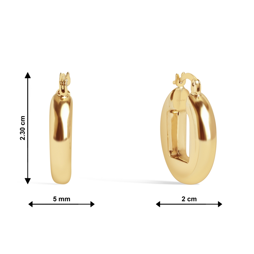 14 Ayar Sarı Altın Halka Küpe