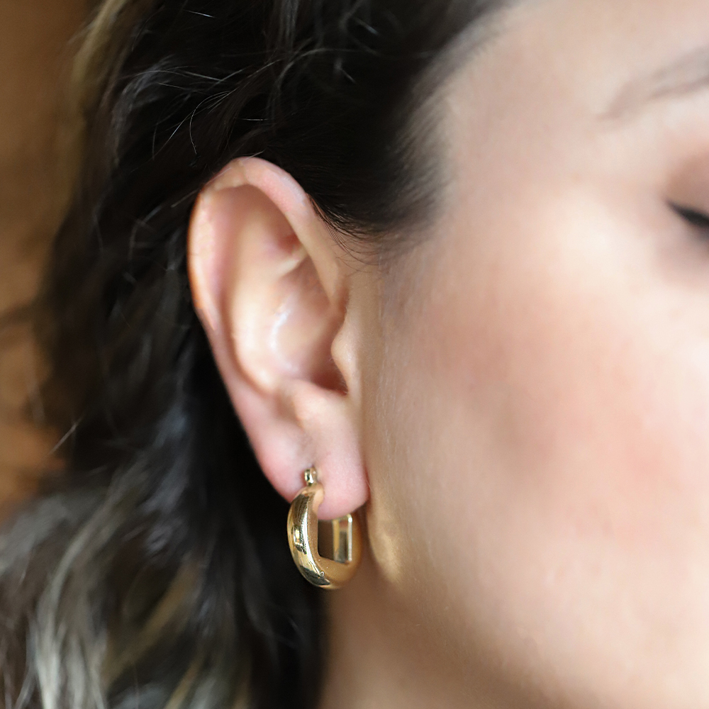 14 Ayar Sarı Altın Halka Küpe