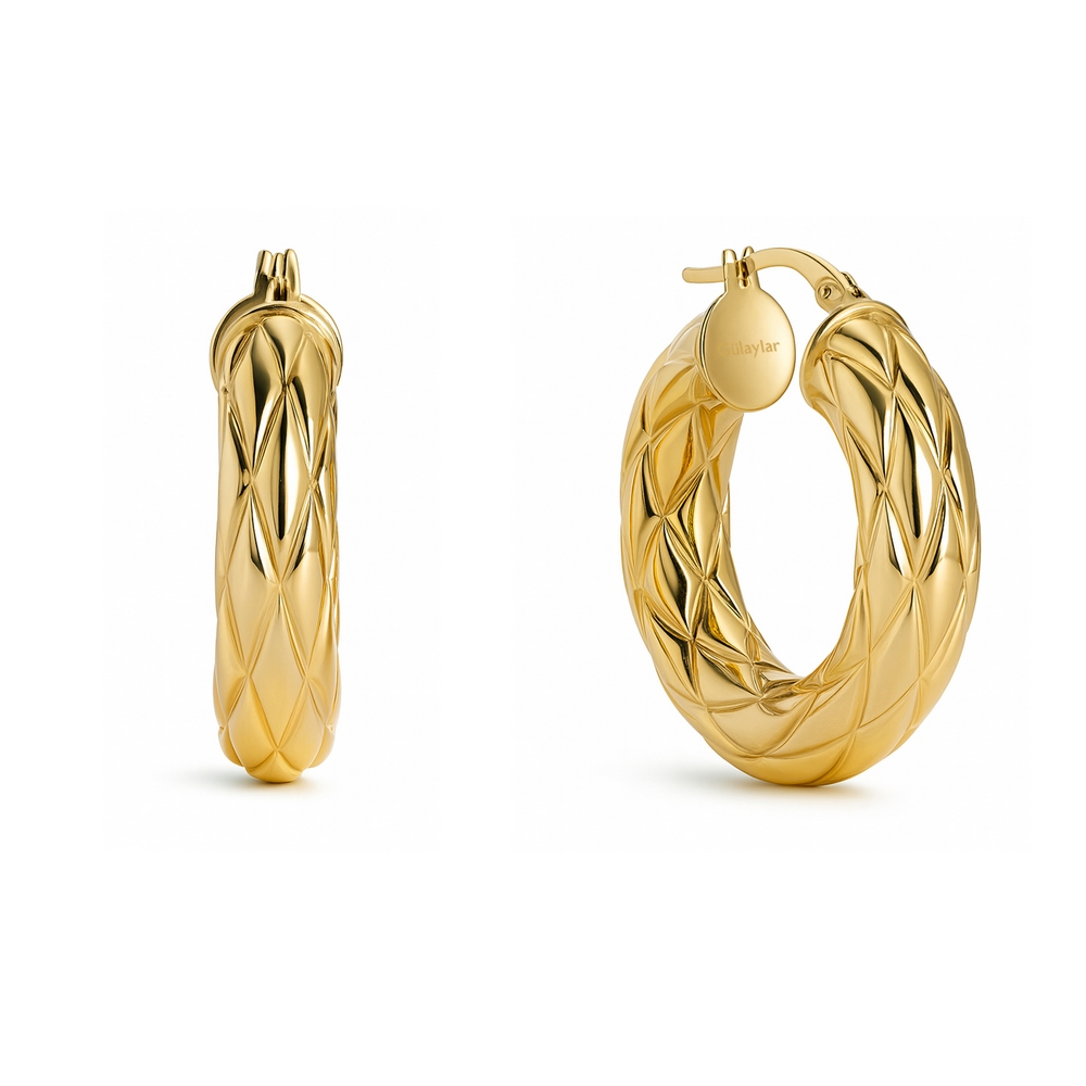 14 Ayar Sarı Altın Halka Küpe