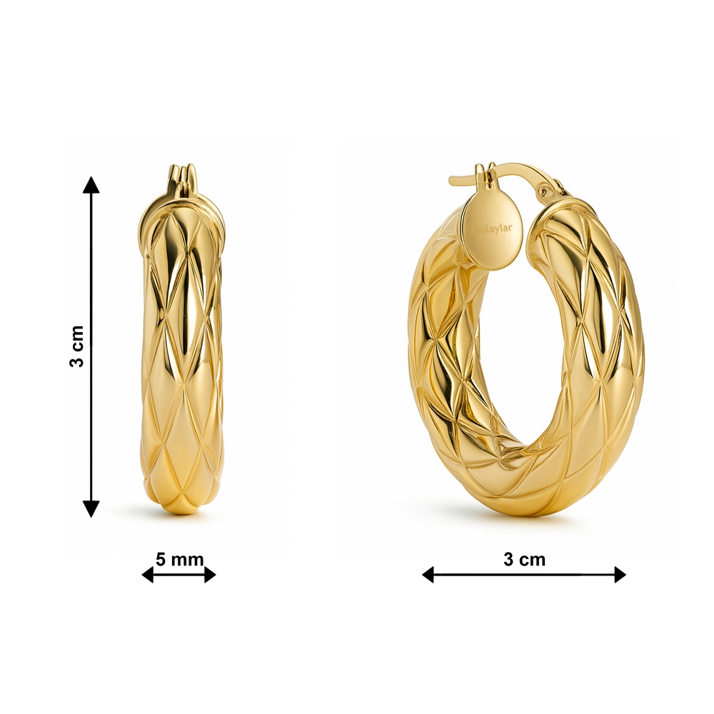 14 Ayar Sarı Altın Halka Küpe