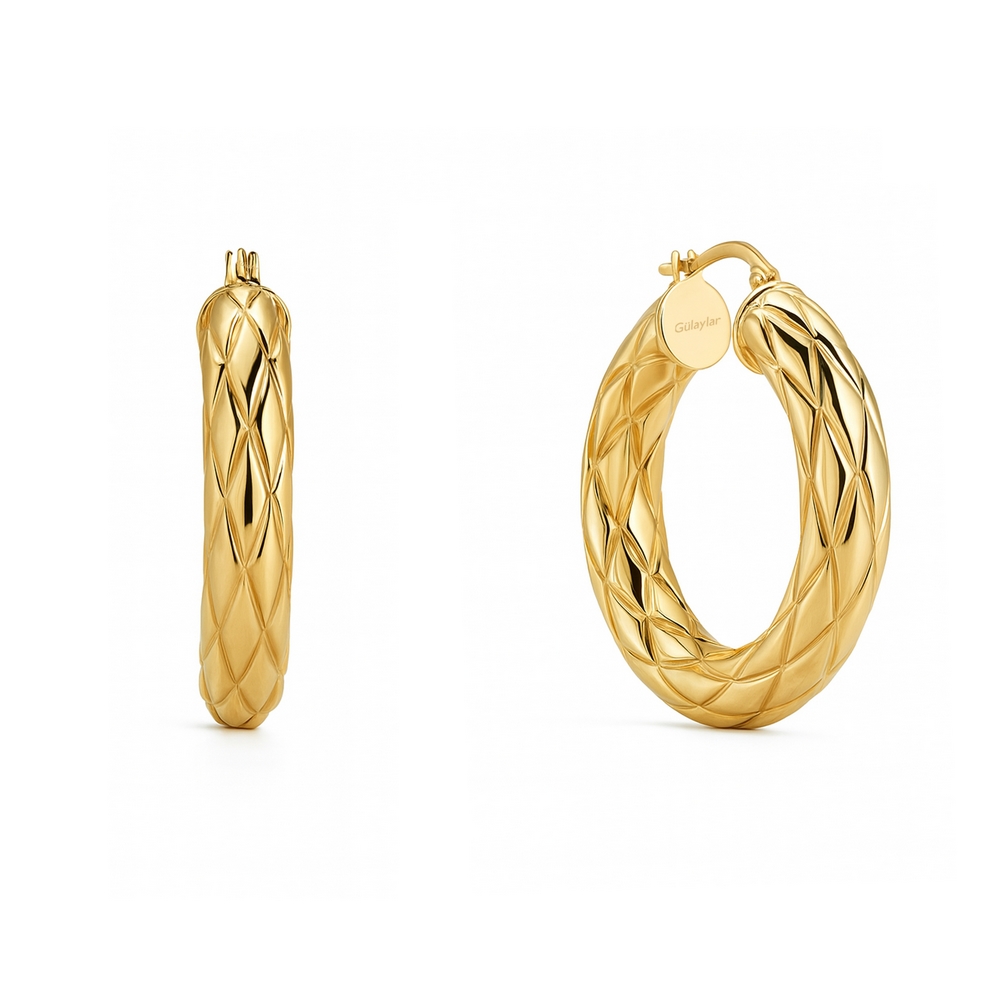 14 Ayar Sarı Altın Halka Küpe