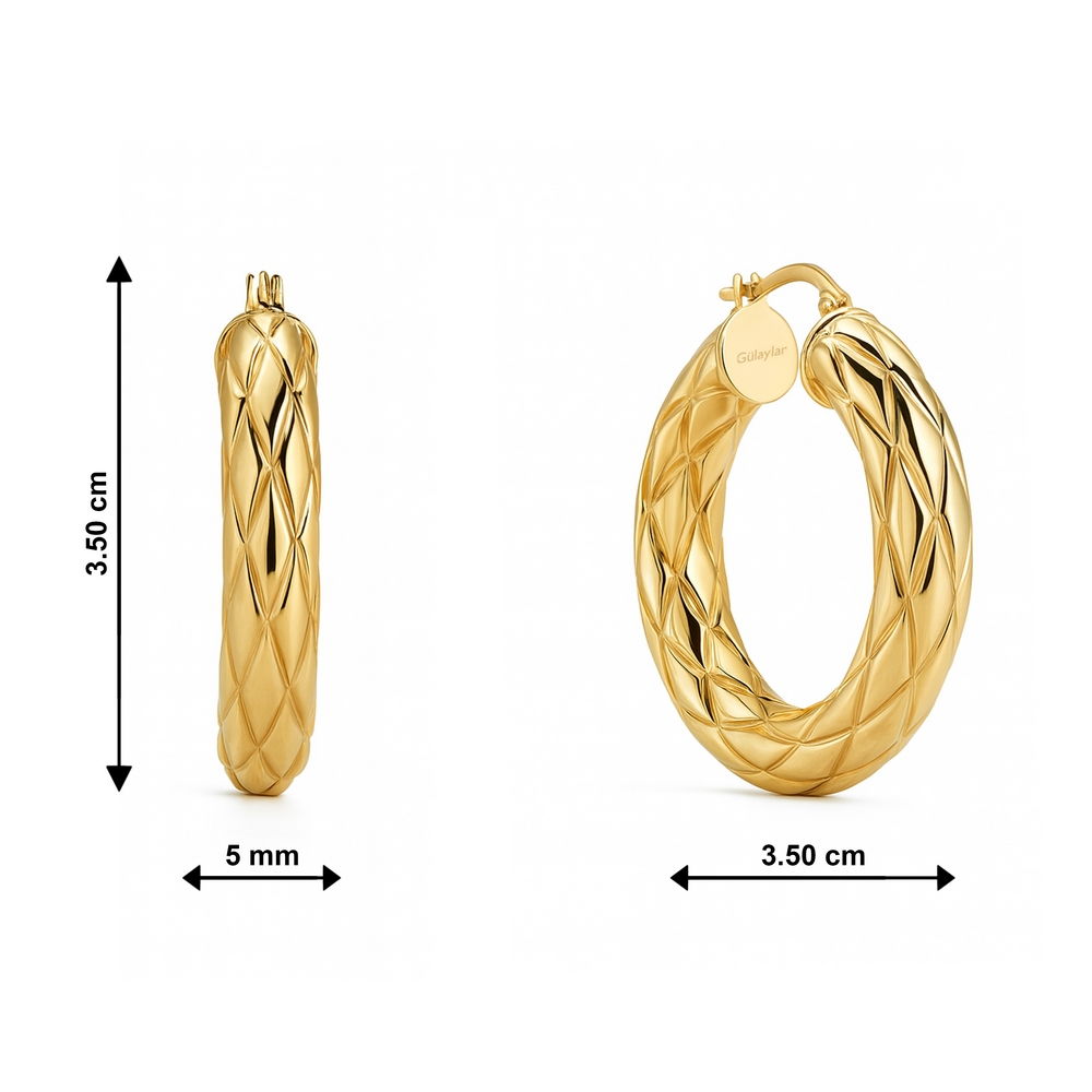 14 Ayar Sarı Altın Halka Küpe