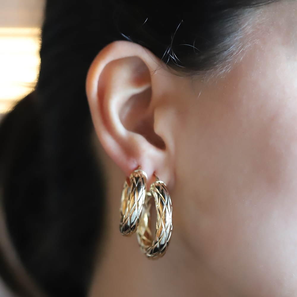 14 Ayar Sarı Altın Halka Küpe