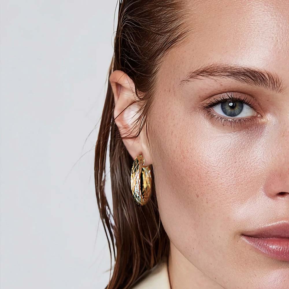 14 Ayar Sarı Altın Halka Küpe