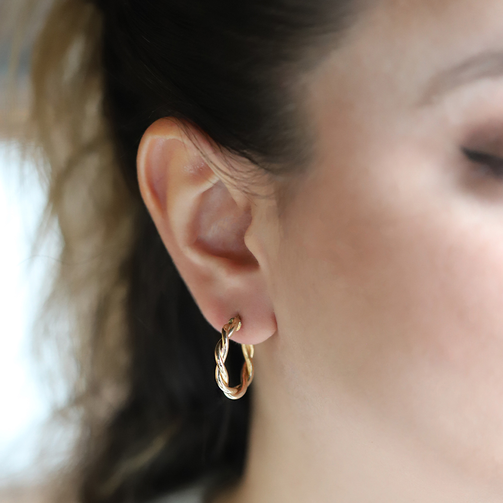 14 Ayar Sarı Altın Burgu Halka Küpe