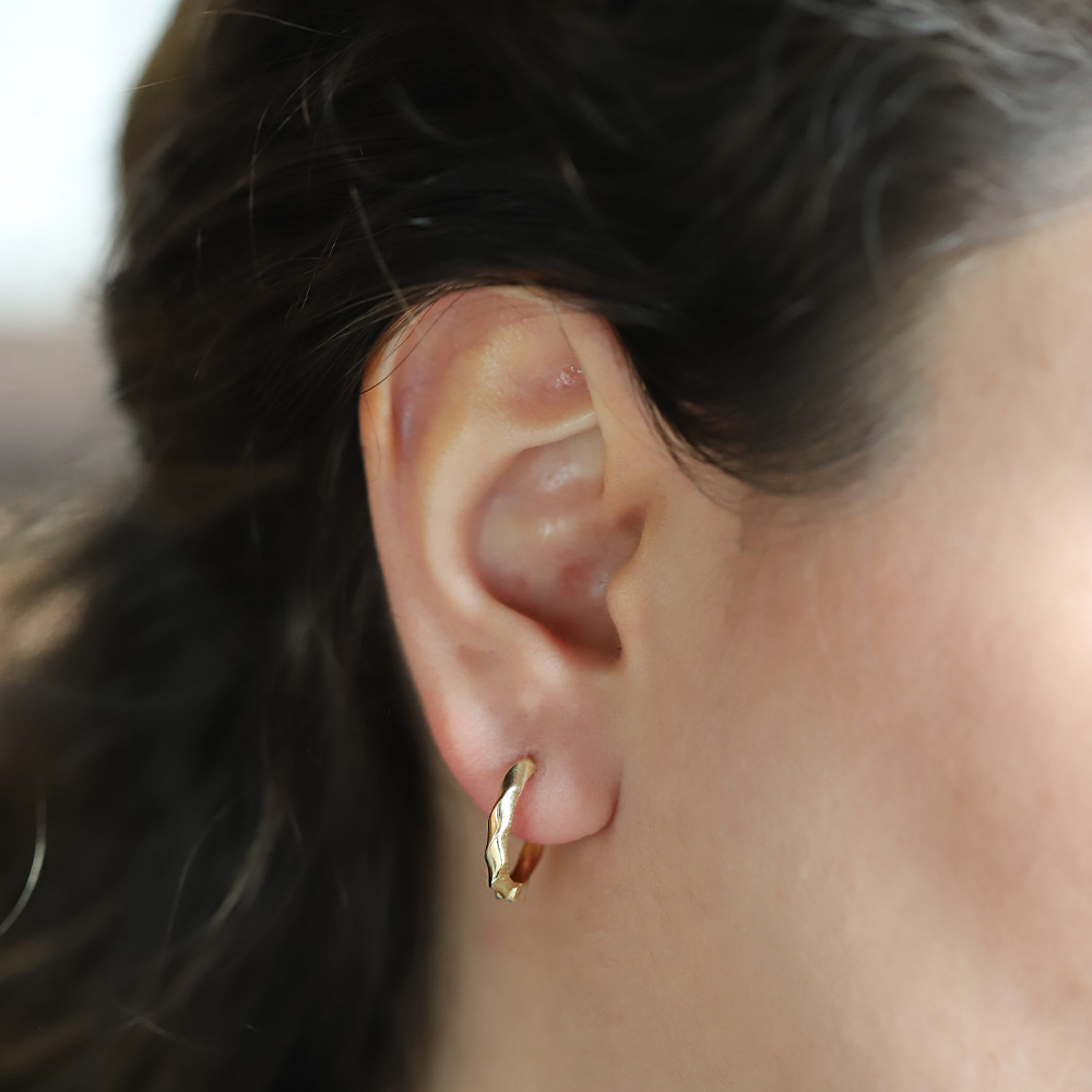 14 Ayar Sarı Altın Prizma Halka Küpe