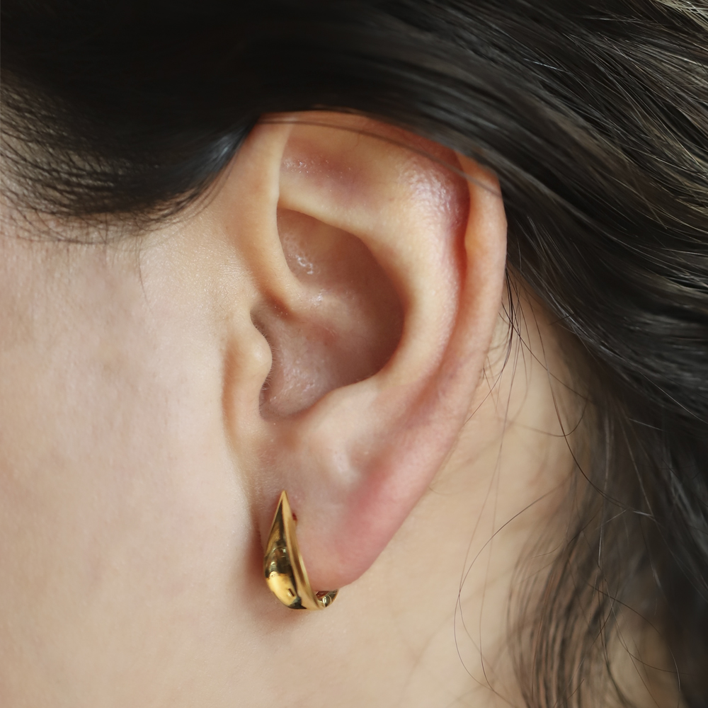 14 Ayar Sarı Altın Damla Halka Küpe