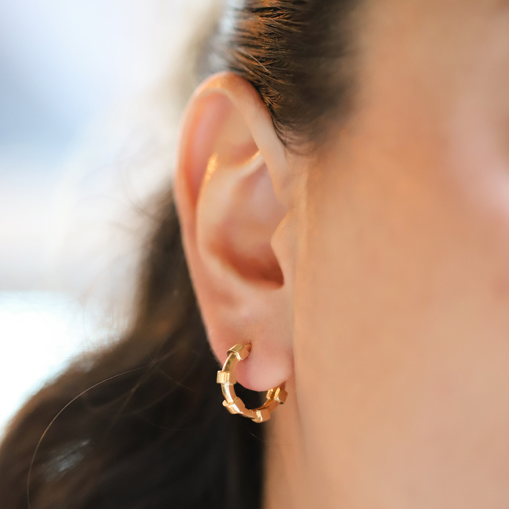 14 Ayar Sarı Altın Halka Küpe