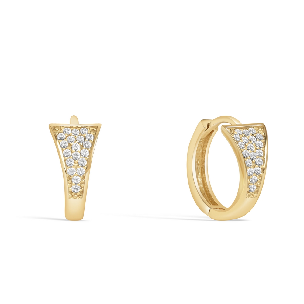 14 Ayar Sarı Altın Taşlı Halka Küpe