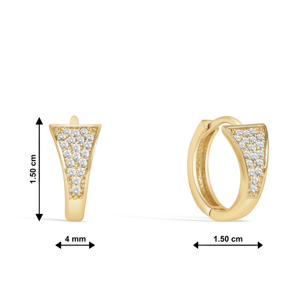 14 Ayar Sarı Altın Taşlı Halka Küpe