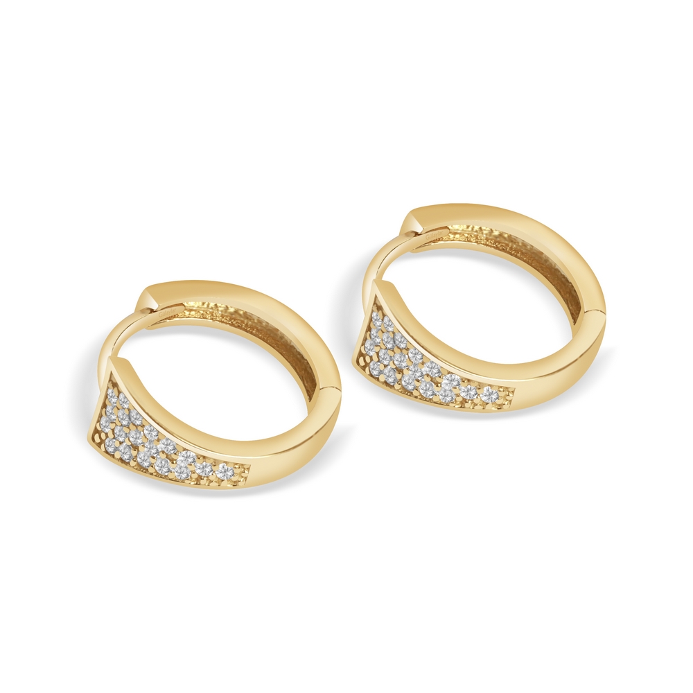 14 Ayar Sarı Altın Taşlı Halka Küpe