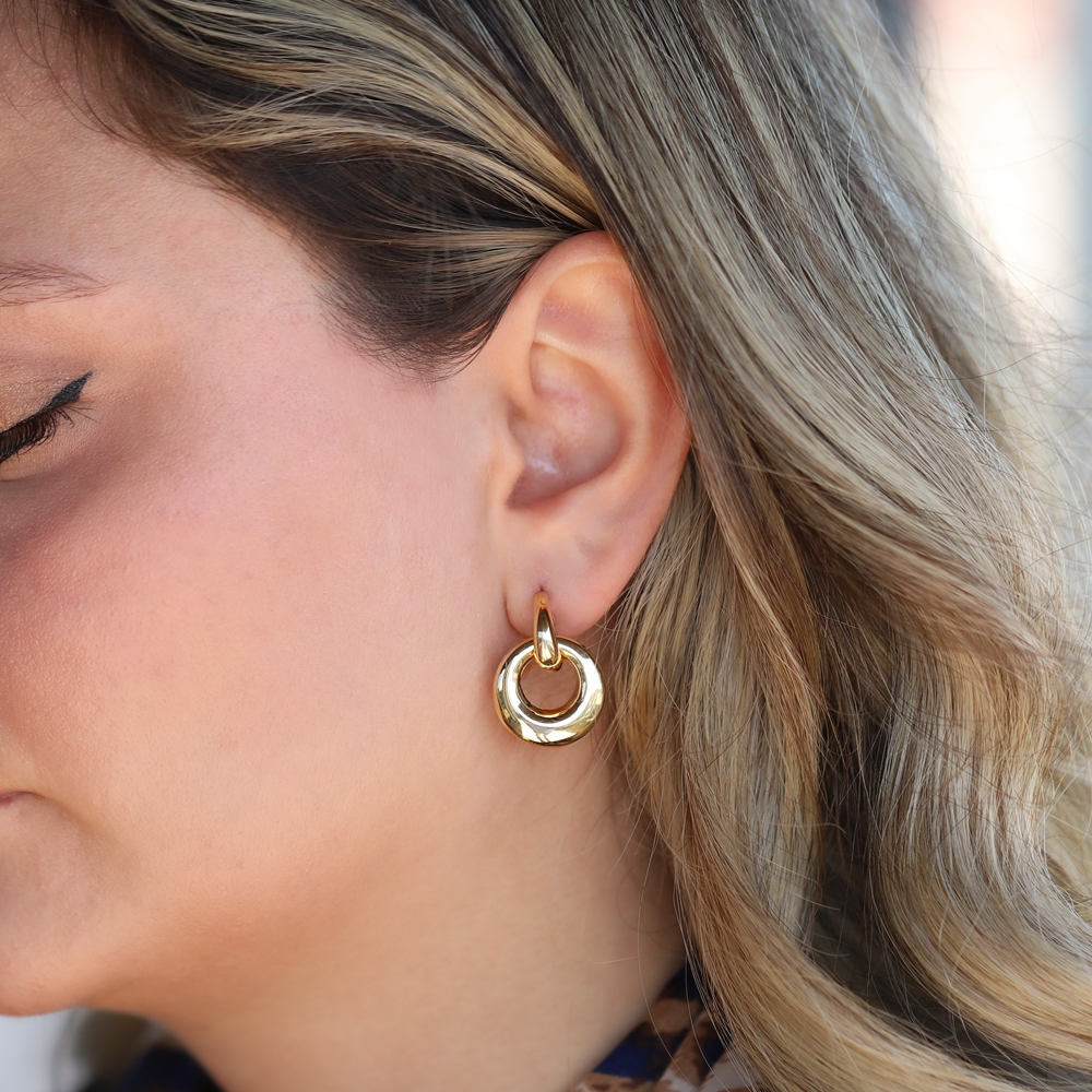 14 Ayar Sarı Altın Halka Küpe