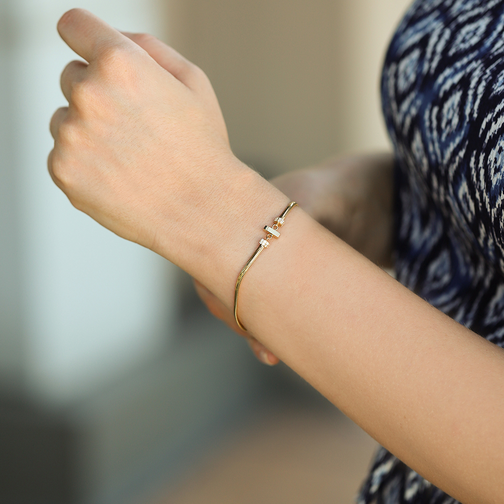 14 Ayar Sarı Altın İ Harf Bileklik