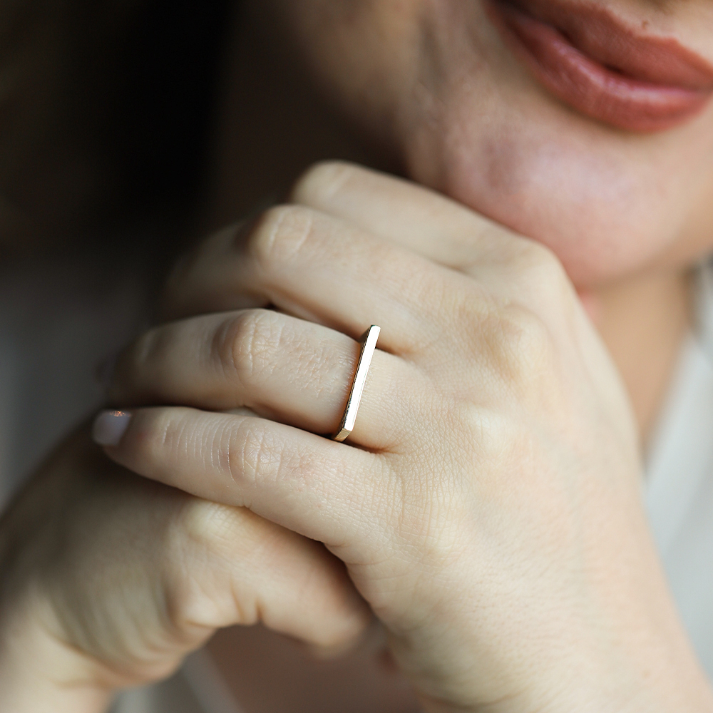 14 Ayar Sarı Altın I Bold Harf Yüzük