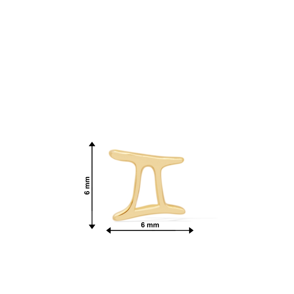 14 Ayar Sarı Altın İkizler Burç Küpe