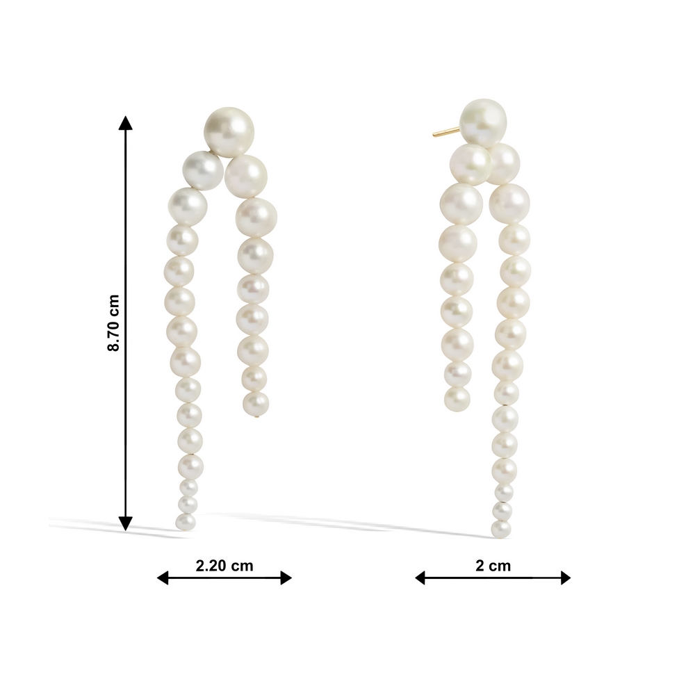 14 Ayar Sarı Altın İnci Küpe