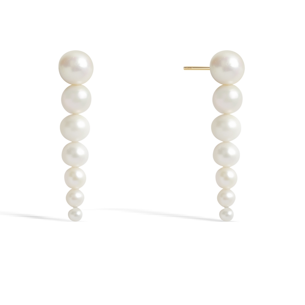 14 Ayar Sarı Altın İnci Küpe