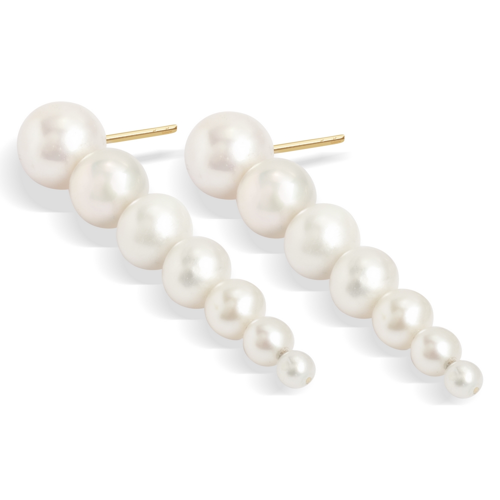 14 Ayar Sarı Altın İnci Küpe