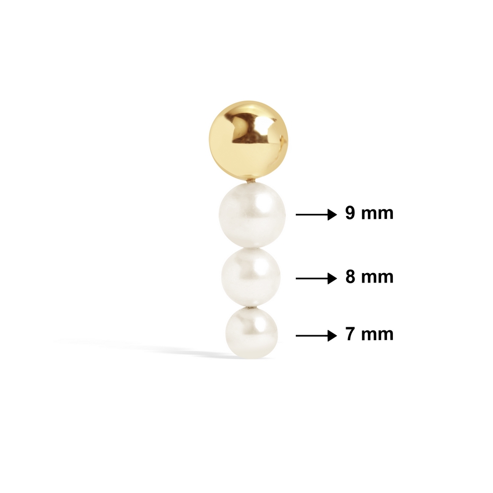 14 Ayar Sarı Altın İnci Küpe