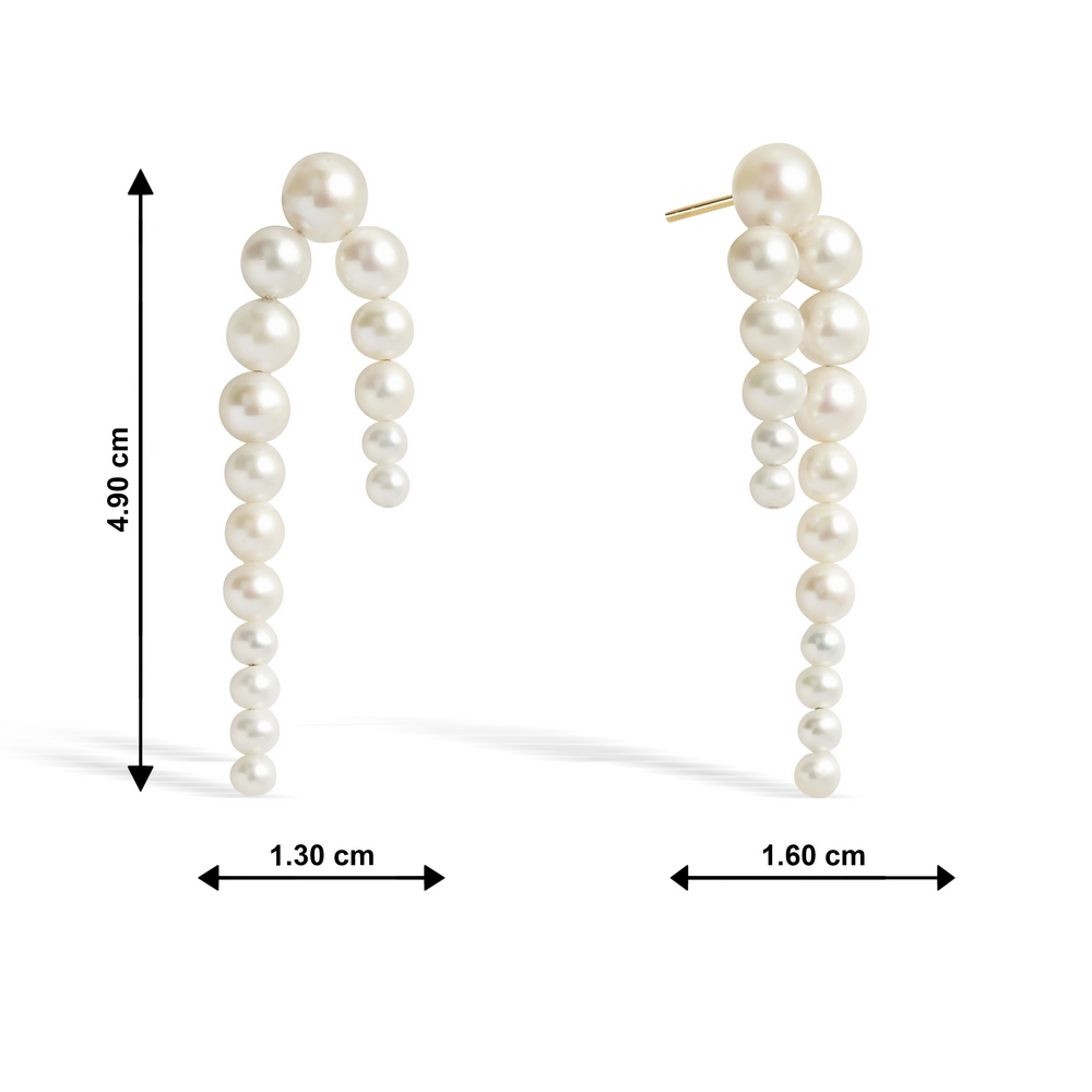 14 Ayar Sarı Altın İnci Küpe