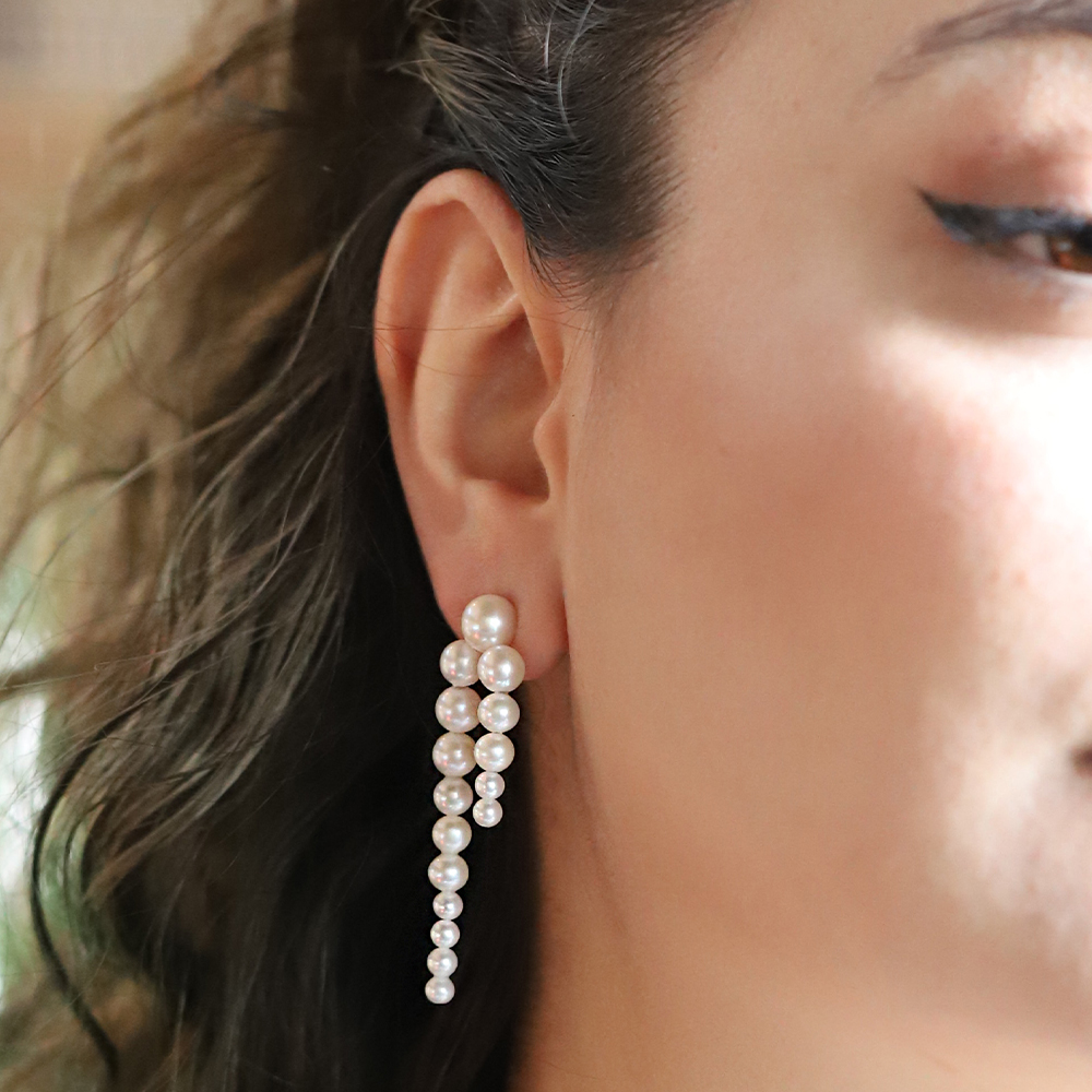 14 Ayar Sarı Altın İnci Küpe