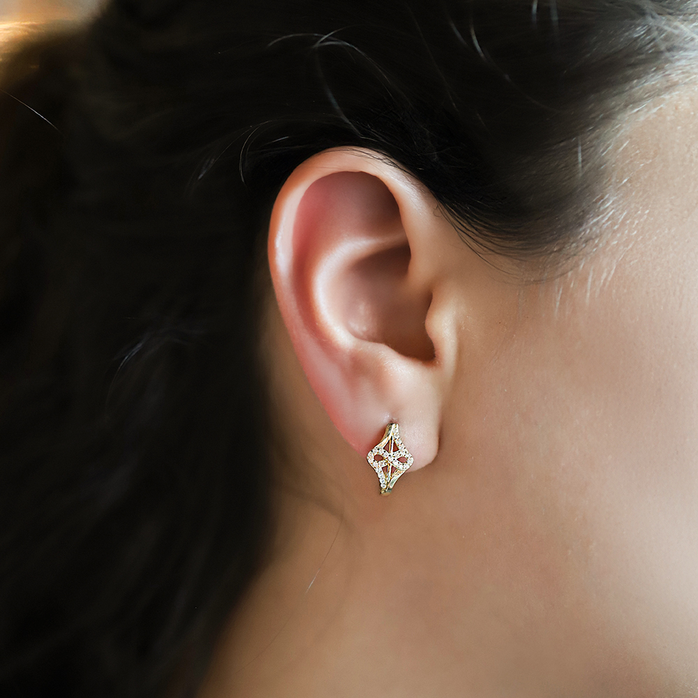 14 Ayar Sarı Altın J Küpe