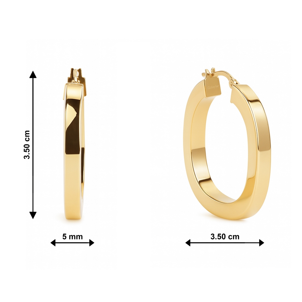 14 Ayar Sarı Altın Kalın Halka Küpe