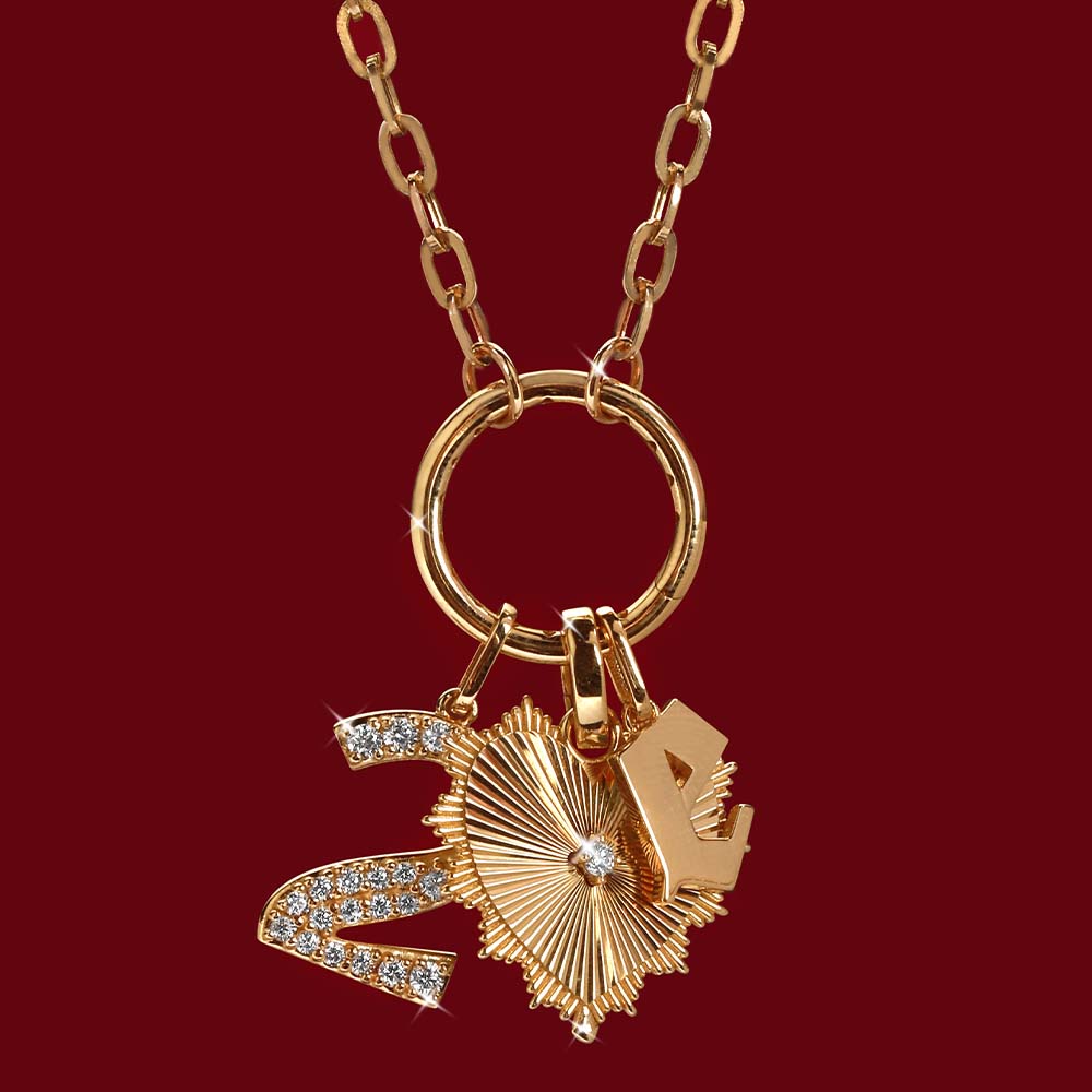 14 Ayar Sarı Altın Kalp Charm