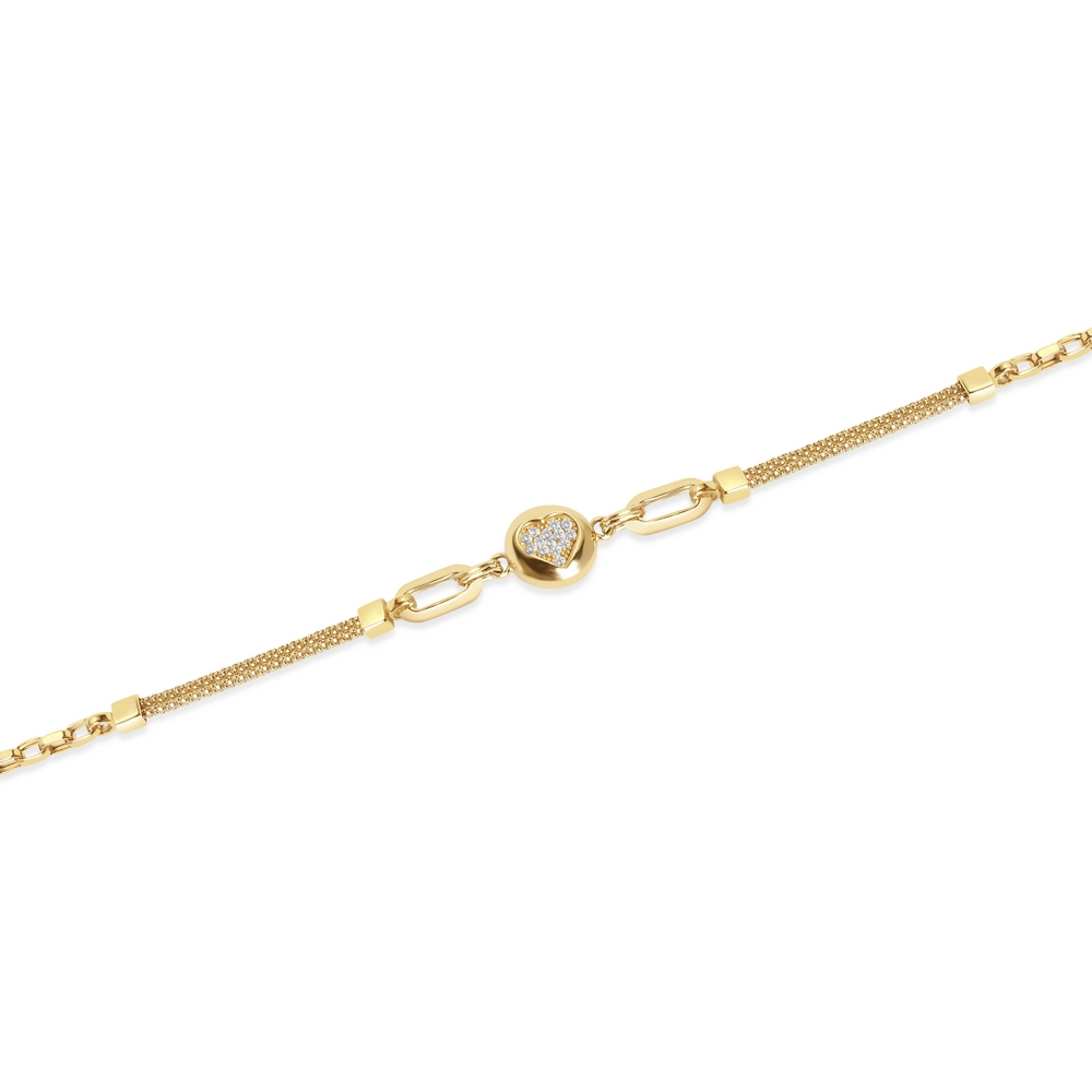 14 Ayar Sarı Altın Kalp Balık Sırtı Bileklik