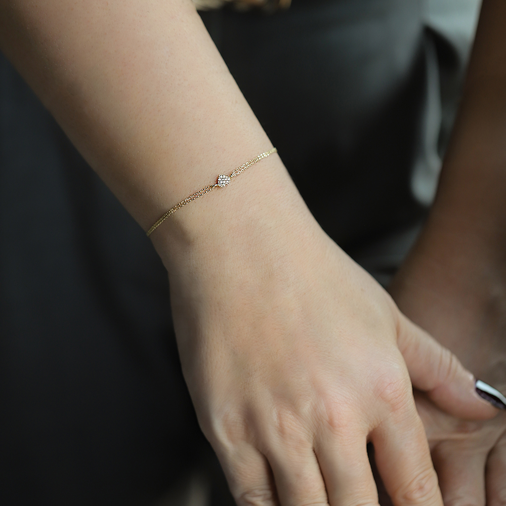 14 Ayar Sarı Altın Kalp Minimal Bileklik