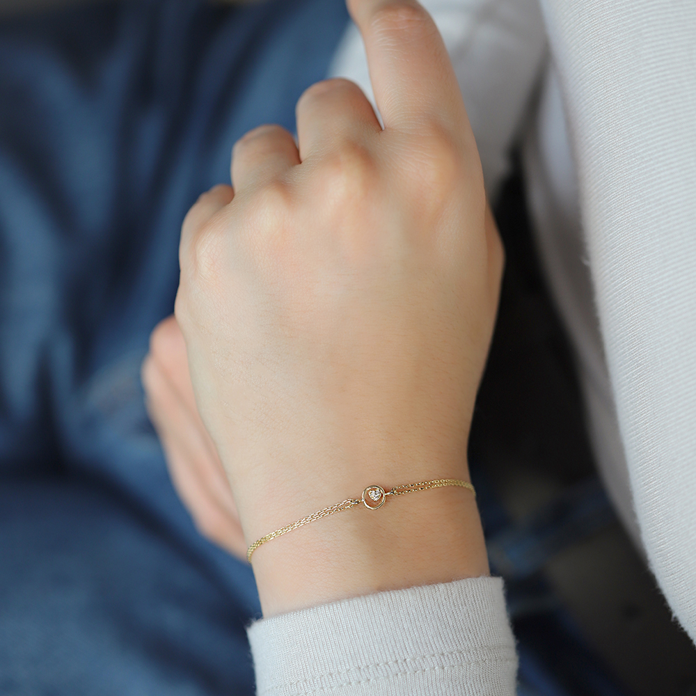 14 Ayar Sarı Altın Kalp Minimal Bileklik