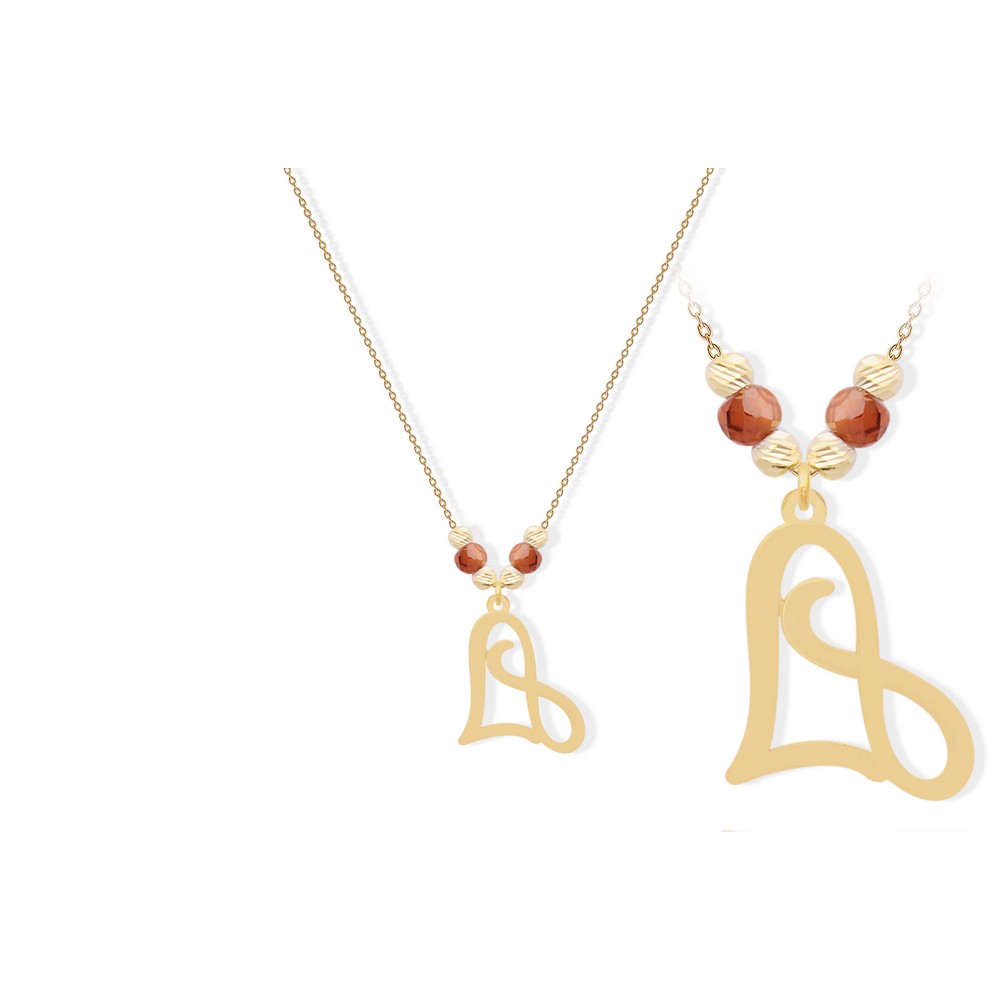 14 Ayar Sarı Altın Kalp Figürlü Kolye